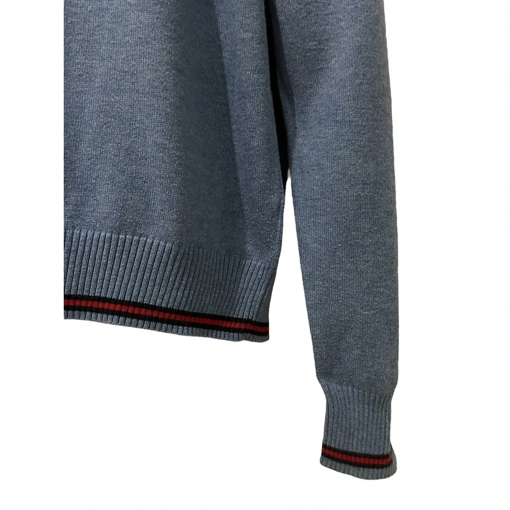 Brooks Brothers Mens Sweater V Neck Knit Long Sleeve Cotton Blue Vintage L‎